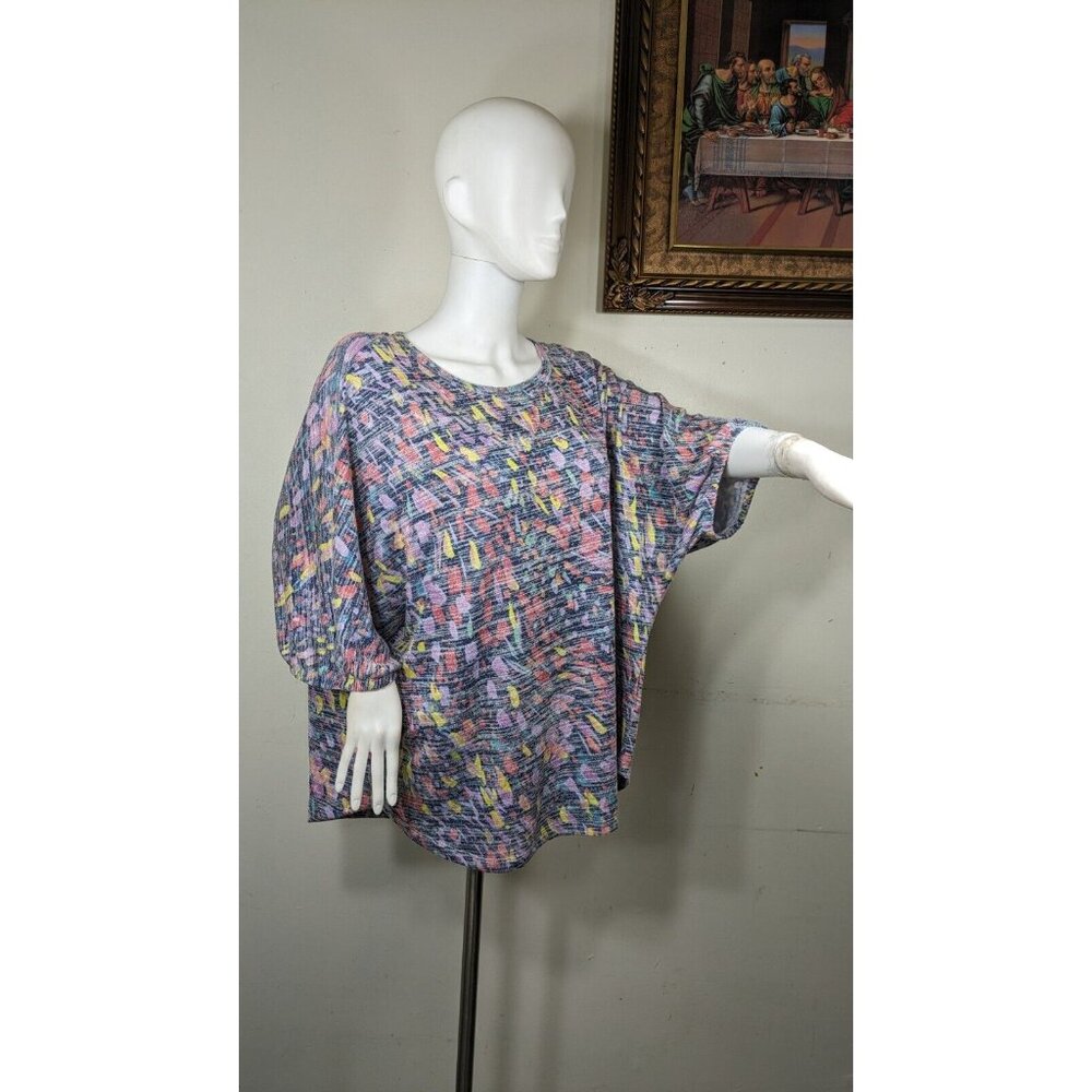 Westbound Women's Multi Color Pastel Confetti Short Sleeve Blouse Plus Size 3X - Picture 5 of 12